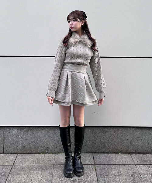 OLIVE des OLIVE(オリーブデオリーブ)の「Yui企画 ドッキングミニワンピ(ワンピース・レディース・ライトグレー/オフホワイト/ブラック・FREE)」の16枚目の写真