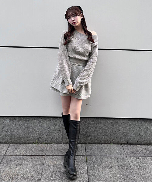 OLIVE des OLIVE(オリーブデオリーブ)の「Yui企画 ドッキングミニワンピ(ワンピース・レディース・ライトグレー/オフホワイト/ブラック・FREE)」の18枚目の写真