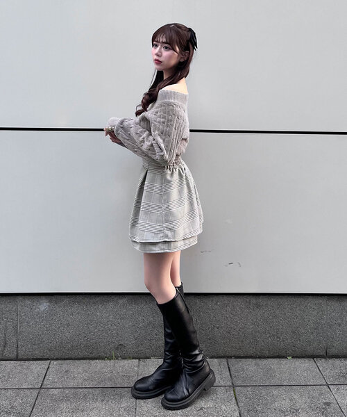 OLIVE des OLIVE(オリーブデオリーブ)の「Yui企画 ドッキングミニワンピ(ワンピース・レディース・ライトグレー/オフホワイト/ブラック・FREE)」の19枚目の写真