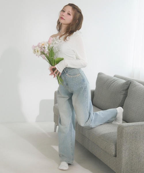 セール】ビジュー付きデニムパンツ（デニムパンツ）｜TITTY&CO