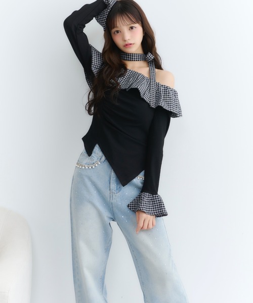 TITTY&CO.（ティティーアンドコー）の「ビジュー付きデニムパンツ（デニムパンツ・レディース・ブルー・M/S）」の10枚目の写真