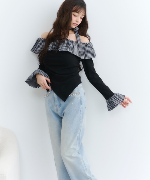 TITTY&CO.（ティティーアンドコー）の「ビジュー付きデニムパンツ（デニムパンツ・レディース・ブルー・M/S）」の11枚目の写真