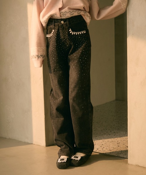 セール】ビジュー付きデニムパンツ（デニムパンツ）｜TITTY&CO.（ティ