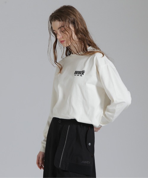 AVIREX（アヴィレックス）の「25SS TOMCAT T-SHIRT/トムキャット ロングスリーブTシャツ（Tシャツ/カットソー・レディース・ブラック/ピンク/オフホワイト・F）」の14枚目の写真