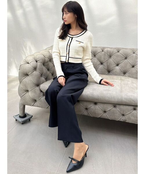 RESEXXY（リゼクシー）の「ツイードニットバイカラートップス【セットアップ着用可能】（ニット/セーター・レディース・ブラック/ブルー/ホワイト・FREE）」の5枚目の写真