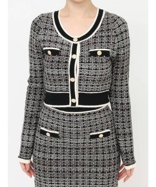 RESEXXY（リゼクシー）の「ツイードニットバイカラートップス【セットアップ着用可能】（ニット/セーター・レディース・ブラック/ブルー/ホワイト・FREE）」の8枚目の写真