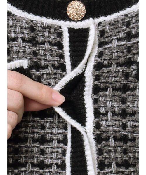RESEXXY（リゼクシー）の「ツイードニットバイカラートップス【セットアップ着用可能】（ニット/セーター・レディース・ブラック/ブルー/ホワイト・FREE）」の15枚目の写真