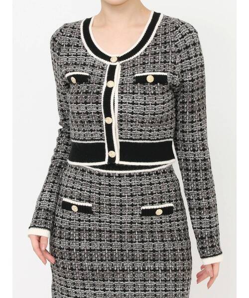 RESEXXY（リゼクシー）の「ツイードニットバイカラートップス【セットアップ着用可能】（ニット/セーター・レディース・ブラック/ブルー/ホワイト・FREE）」の22枚目の写真