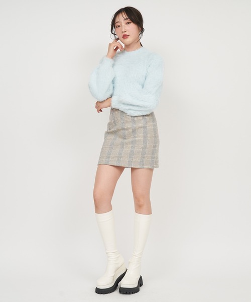 ROYAL PARTY(ロイヤルパーティー)の「ふわふわプチハイラメニットトップス(ニット/セーター・レディース・ブラック/ブルー/オフホワイト/ピンク・FREE)」の6枚目の写真