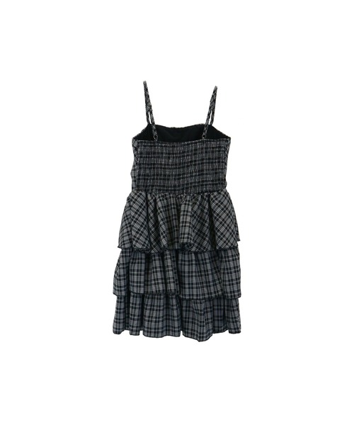 ALLuRing ChaRm（アリュリングチャーム）の「Check Tiered Mini Cami Dress / チェック柄ティアードミニキャミワンピース（ワンピース・レディース・ブラック/モカ/ホワイト・FREE）」の10枚目の写真