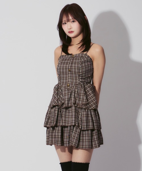 Check Tiered Mini Cami Dress / チェック柄ティアードミニキャミ