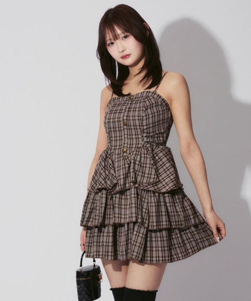 Check Tiered Mini Cami Dress / チェック柄ティアードミニキャミ