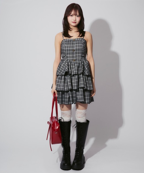 Check Tiered Mini Cami Dress / チェック柄ティアードミニ