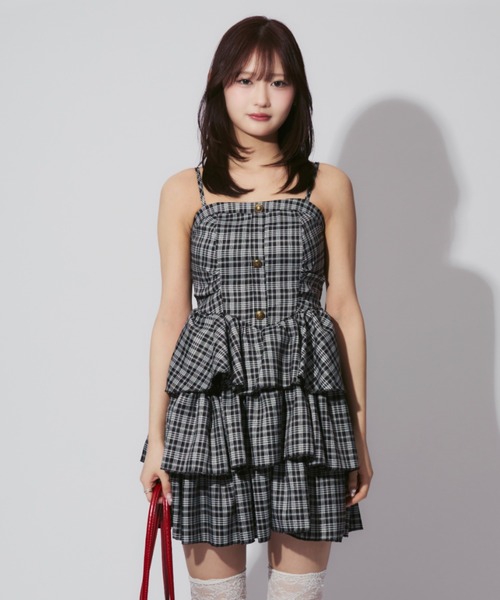 Check Tiered Mini Cami Dress / チェック柄ティアードミニキャミ
