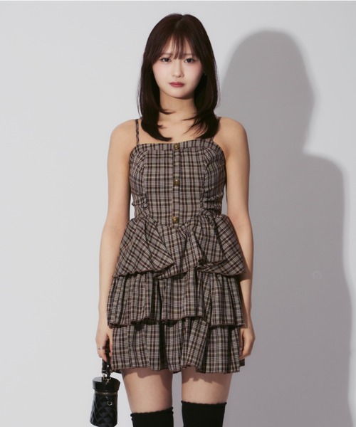 See by Chloe■ラミー ミニワンピース Check Tiered Mini Cami Dress / チェック柄ティアードミニ