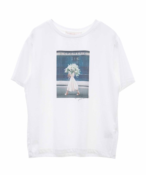 31 Sons de mode(トランテアン ソン ドゥ モード)の「フラワーフォトTシャツ(Tシャツ/カットソー・レディース・ブラック/オフホワイト・フリー)」の2枚目の写真