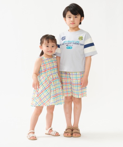 TARKER(ターカー)の「チェック柄5分丈ハーフパンツ(その他パンツ・キッズ・オフホワイト/ネイビー・80/90/100/110/120/130)」の3枚目の写真