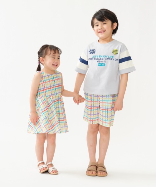 TARKER(ターカー)の「チェック柄5分丈ハーフパンツ(その他パンツ・キッズ・オフホワイト/ネイビー・80/90/100/110/120/130)」の4枚目の写真