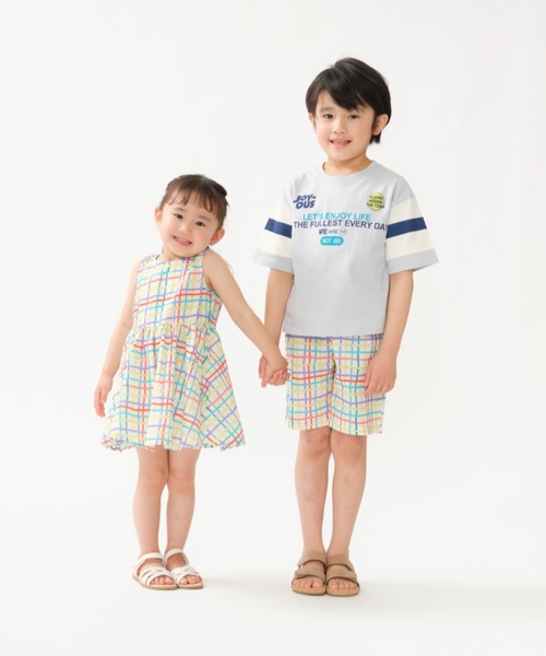 TARKER(ターカー)の「チェック柄5分丈ハーフパンツ(その他パンツ・キッズ・オフホワイト/ネイビー・80/90/100/110/120/130)」の5枚目の写真