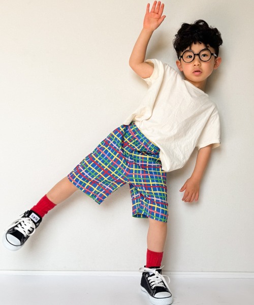 TARKER(ターカー)の「チェック柄5分丈ハーフパンツ(その他パンツ・キッズ・オフホワイト/ネイビー・80/90/100/110/120/130)」の20枚目の写真
