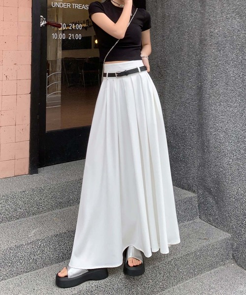 BANICO(バニコ)の「【BANICO】ハイウエストタックフレアロングスカート(スカート・レディース・グレー/ホワイト・LARGE/MEDIUM/SMALL)」の8枚目の写真