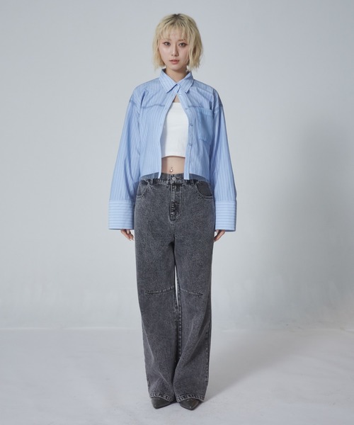 ENVYM(アンビー)の「チュールドッキングショートシャツ(シャツ/ブラウス・レディース・ブルー/ホワイト系その他/ホワイト/ブルー系その他・FREE)」の16枚目の写真