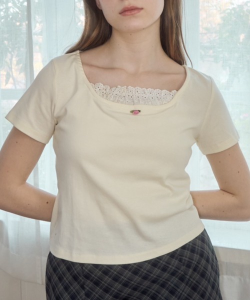 Birthday room(バースデイルーム)の「ローズモチーフカットソー/rose motif cut and sew(Tシャツ/カットソー・レディース・アイボリー/ブラック・FREE)」の10枚目の写真
