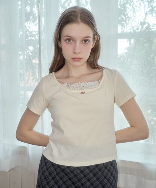Birthday room(バースデイルーム)の「ローズモチーフカットソー/rose motif cut and sew(Tシャツ/カットソー・レディース・アイボリー/ブラック・FREE)」の11枚目の写真