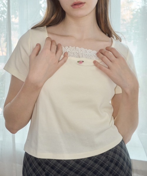 Birthday room(バースデイルーム)の「ローズモチーフカットソー/rose motif cut and sew(Tシャツ/カットソー・レディース・アイボリー/ブラック・FREE)」の12枚目の写真