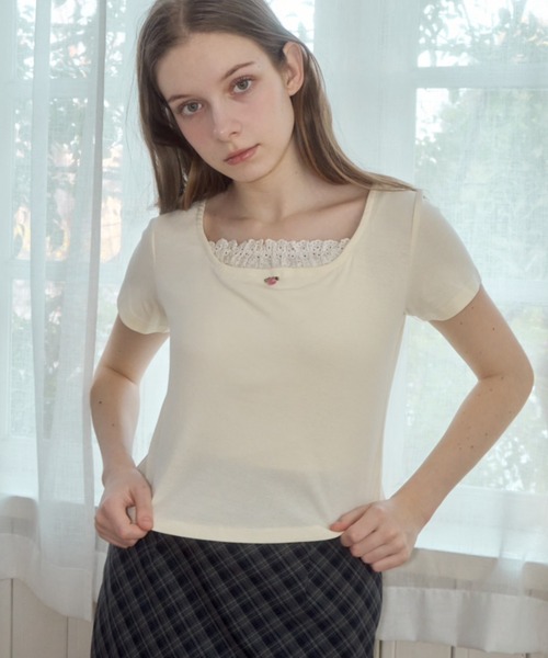 Birthday room(バースデイルーム)の「ローズモチーフカットソー/rose motif cut and sew(Tシャツ/カットソー・レディース・アイボリー/ブラック・FREE)」の8枚目の写真