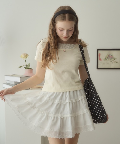 Birthday room(バースデイルーム)の「ローズモチーフカットソー/rose motif cut and sew(Tシャツ/カットソー・レディース・アイボリー/ブラック・FREE)」の19枚目の写真