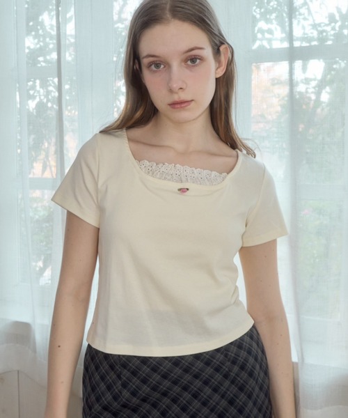 Birthday room(バースデイルーム)の「ローズモチーフカットソー/rose motif cut and sew(Tシャツ/カットソー・レディース・アイボリー/ブラック・FREE)」の4枚目の写真