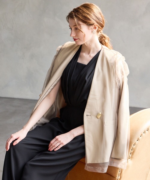 AIMER（エメ）の「チュールレイヤードノーカラージャケット（ノー