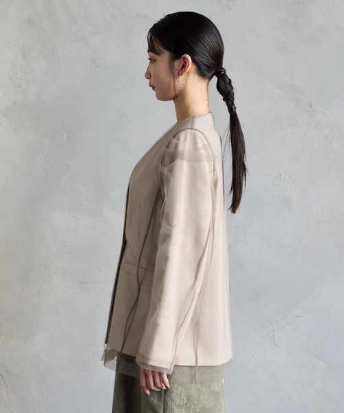 AIMER（エメ）の「チュールレイヤードノーカラージャケット（ノー