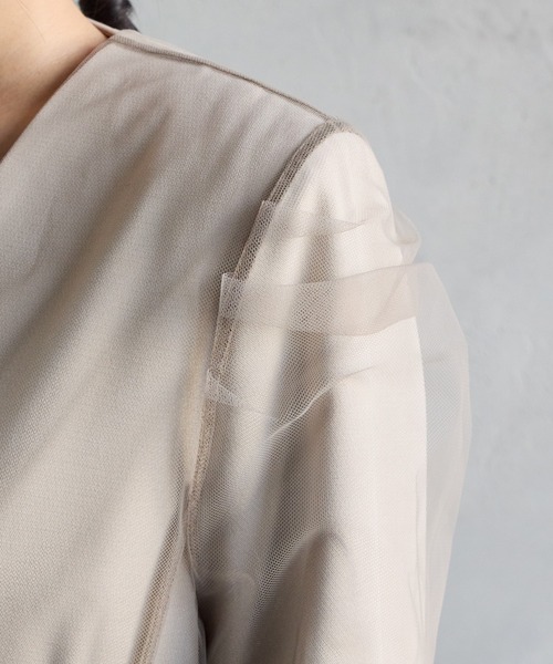 AIMER(エメ)の「チュールレイヤードノーカラージャケット(ノーカラージャケット・レディース・チャコールグレー/ベージュ・MEDIUM)」の18枚目の写真