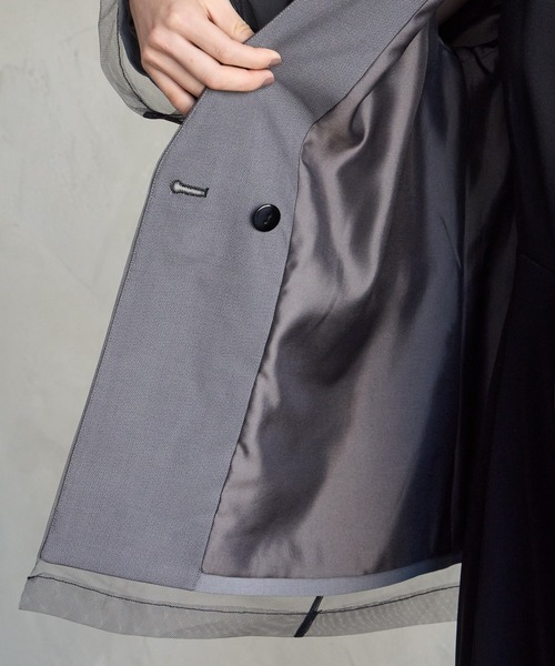 セール】チュールレイヤードノーカラージャケット（ノーカラー