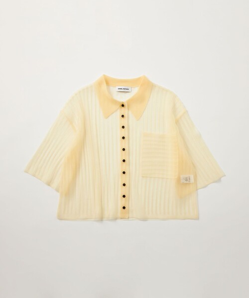 EMMEL REFINES（エメルリファインズ）の「＜EMMEL REFINES＞EM シアーニット シャツ（シャツ/ブラウス・レディース・ライム/クリーム・FREE）」の5枚目の写真