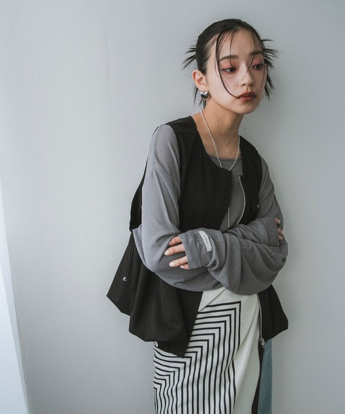 bohmal(ボマール)の「ドロストバルーンベスト(ベスト・レディース・ブラック/アイボリー・FREE)」の19枚目の写真