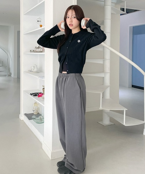 muahmuah(ムーアムーア)の「A'GEM/9 × .kom 『muah muah/ムーアムーア』 LOGO COLLAR CABLE CARDIGAN/ロゴカラー ケーブル カーディガン(カーディガン/ボレロ・レディース・ブラック/ネイビー/アイボリー・FREE)」の10枚目の写真