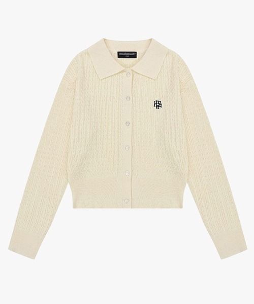 muahmuah(ムーアムーア)の「A'GEM/9 × .kom 『muah muah/ムーアムーア』 LOGO COLLAR CABLE CARDIGAN/ロゴカラー ケーブル カーディガン(カーディガン/ボレロ・レディース・ブラック/ネイビー/アイボリー・FREE)」の16枚目の写真