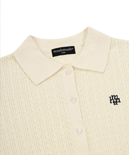 muahmuah(ムーアムーア)の「A'GEM/9 × .kom 『muah muah/ムーアムーア』 LOGO COLLAR CABLE CARDIGAN/ロゴカラー ケーブル カーディガン(カーディガン/ボレロ・レディース・ブラック/ネイビー/アイボリー・FREE)」の19枚目の写真