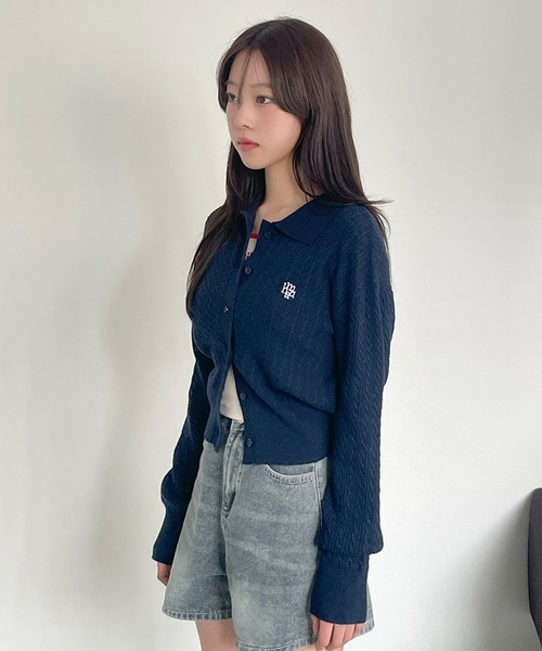 muahmuah(ムーアムーア)の「A'GEM/9 × .kom 『muah muah/ムーアムーア』 LOGO COLLAR CABLE CARDIGAN/ロゴカラー ケーブル カーディガン(カーディガン/ボレロ・レディース・ブラック/ネイビー/アイボリー・FREE)」の13枚目の写真
