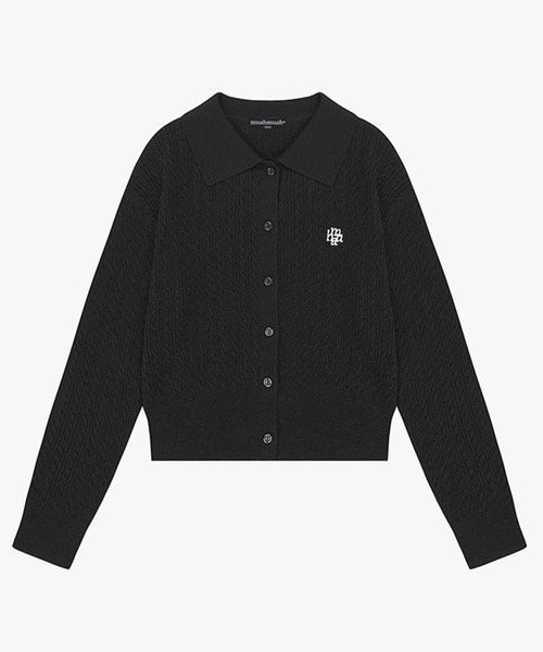 muahmuah(ムーアムーア)の「A'GEM/9 × .kom 『muah muah/ムーアムーア』 LOGO COLLAR CABLE CARDIGAN/ロゴカラー ケーブル カーディガン(カーディガン/ボレロ・レディース・ブラック/ネイビー/アイボリー・FREE)」の18枚目の写真