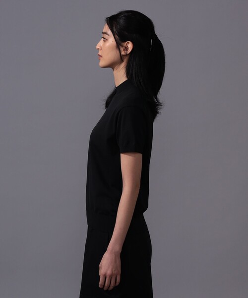 BEAMS GOLF(ビームスゴルフ)の「〈WOMEN〉B.G.THREE / ALL-TIME モックネック ニット(Tシャツ/カットソー・レディース・ネイビー/ブラック・MEDIUM/LARGE)」の6枚目の写真