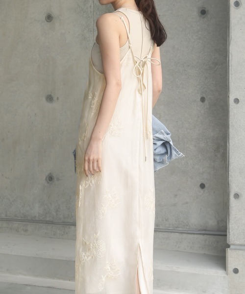 正規品♡スフレ♡BEARワンピース♡ベージュ FREAK'S STORE/シアー 小花柄 刺繍 キャミワンピース【限定展開