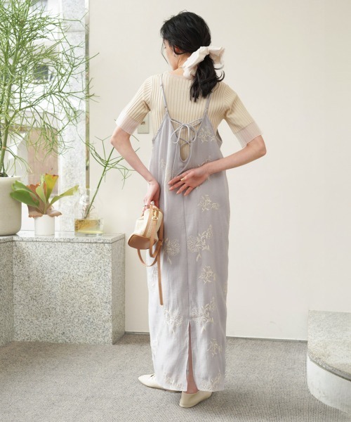 正規品♡スフレ♡BEARワンピース♡ベージュ セール】【S・Mサイズ展開】シアー刺繍キャミワンピース