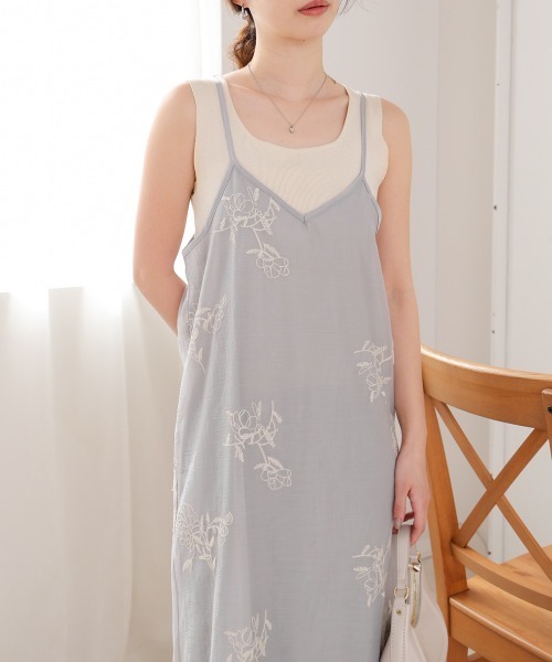 正規品♡スフレ♡BEARワンピース♡ベージュ FREAK'S STORE/シアー 小花柄 刺繍 キャミワンピース【限定展開