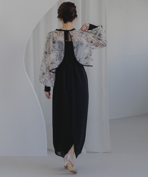 birei(ビレイ)の「フロッキー花柄ボレロ&ノースリーブワンピース(ドレス・レディース・ホワイト×ブラック/ブラック×ブラック/ベージュ×ブラック・M)」の10枚目の写真