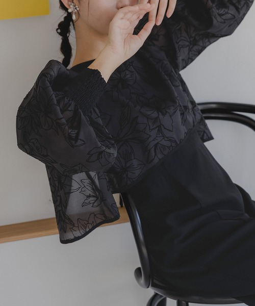 birei(ビレイ)の「フロッキー花柄ボレロ&ノースリーブワンピース(ドレス・レディース・ホワイト×ブラック/ブラック×ブラック/ベージュ×ブラック・M)」の16枚目の写真