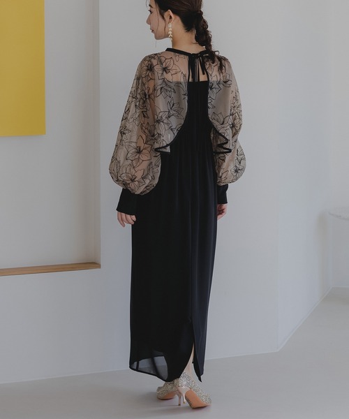 birei(ビレイ)の「フロッキー花柄ボレロ&ノースリーブワンピース(ドレス・レディース・ホワイト×ブラック/ブラック×ブラック/ベージュ×ブラック・M)」の20枚目の写真